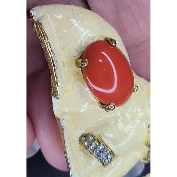RARE VTG KJL Kenneth Jay Lane Enamel, Rhinestone & Faux Coral Walrus Brooch READ - Picture 12 of 13